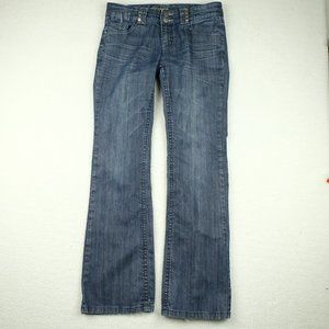Insider Womens Jeans 30 Blue Bootcut Medium Wash Whiskers Stretchy Denim 32x33